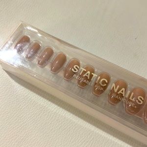 Static nail , coffin shape , Toasted sugar color